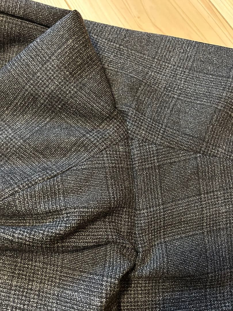 BEAMS F グレー系チェック ビジネススーツ　クリーニング済