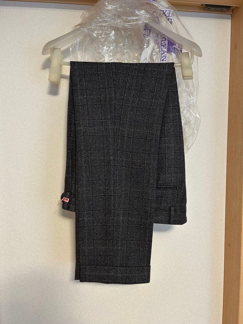 BEAMS F グレー系チェック ビジネススーツ　クリーニング済