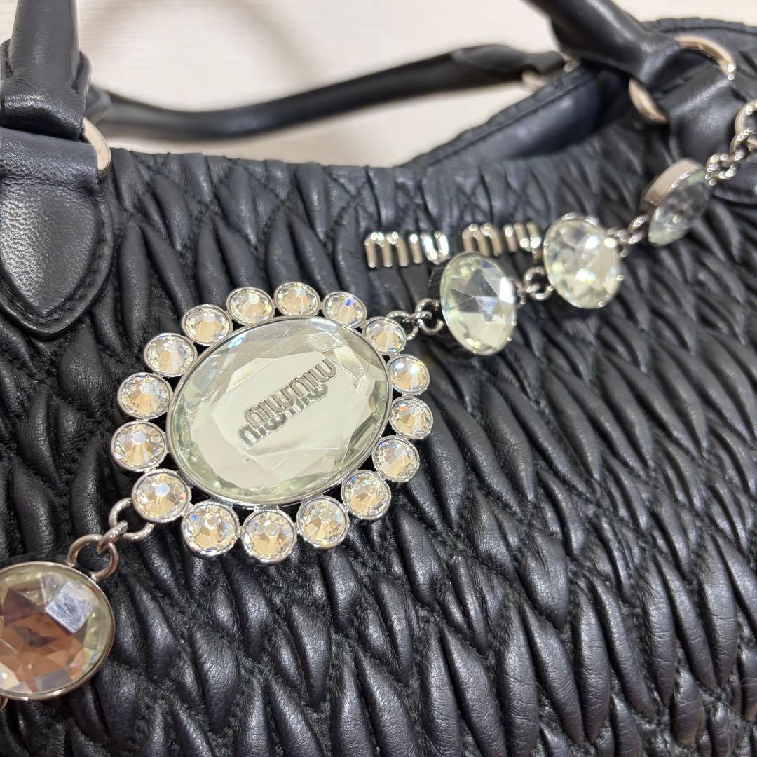 miumiu マテラッセ ナッパレザー クリスタル ブラック 付属品あり