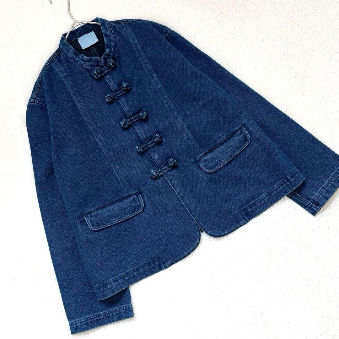 HAI SPORTING GEAR デニムジャケット　チャイナボタン　ウール混