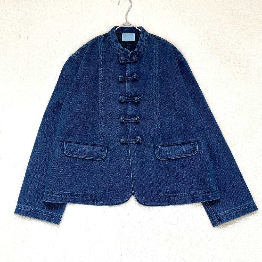HAI SPORTING GEAR デニムジャケット　チャイナボタン　ウール混