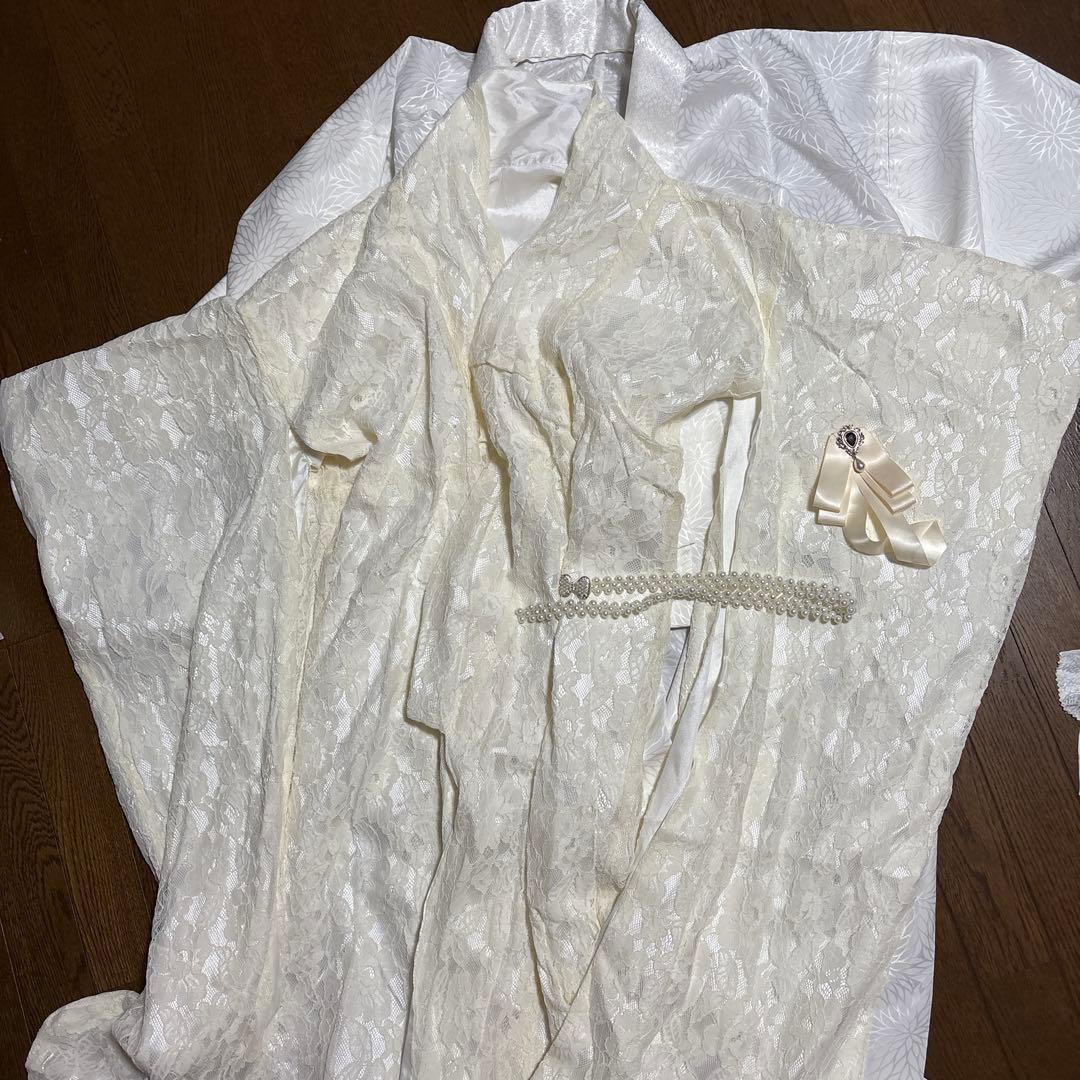 ホワイト振袖 フリル付き 女性用