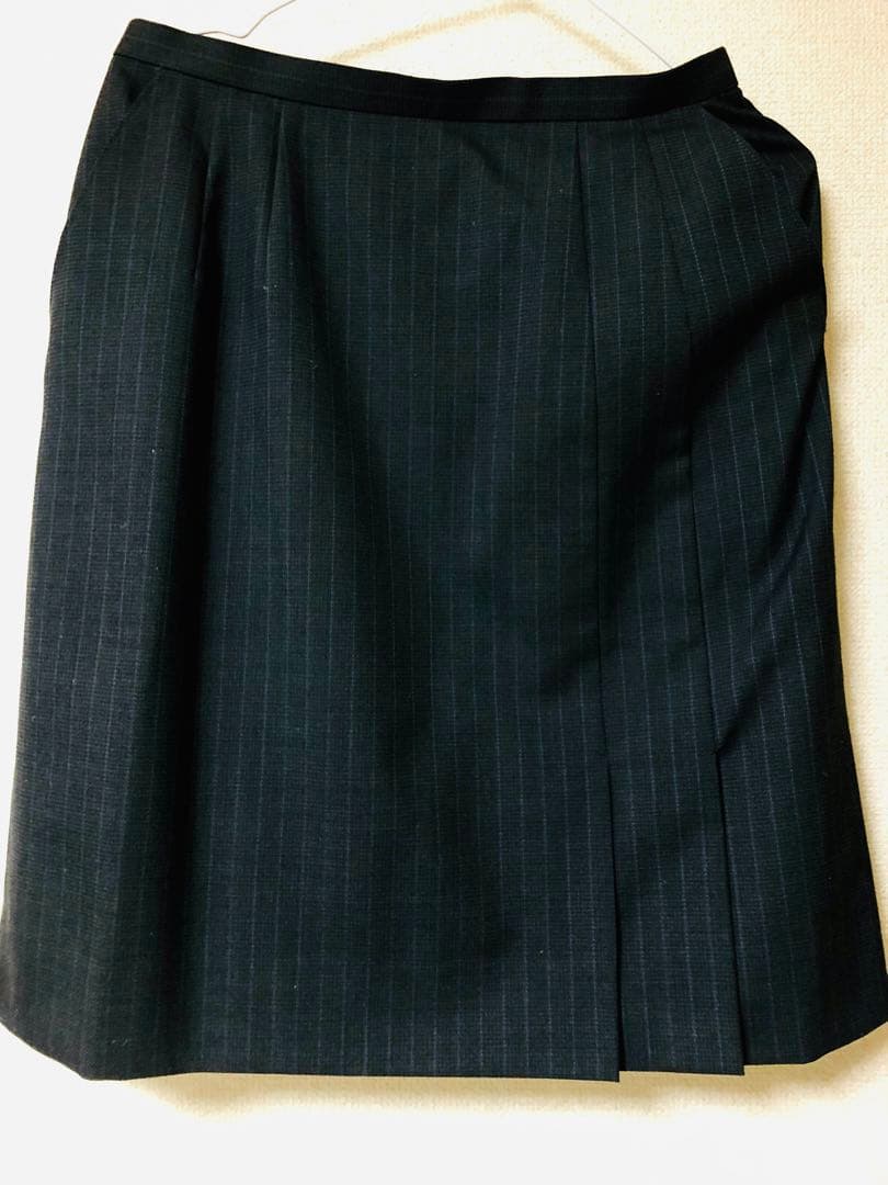 事務服 15号 LL 13号 オフィス ストライプ(青)チャコールグレーウォッシ