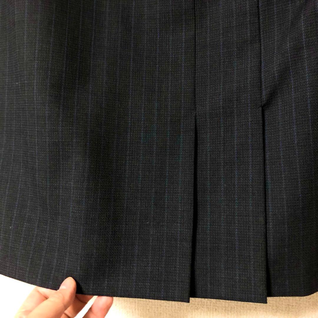 事務服 15号 LL 13号 オフィス ストライプ(青)チャコールグレーウォッシ