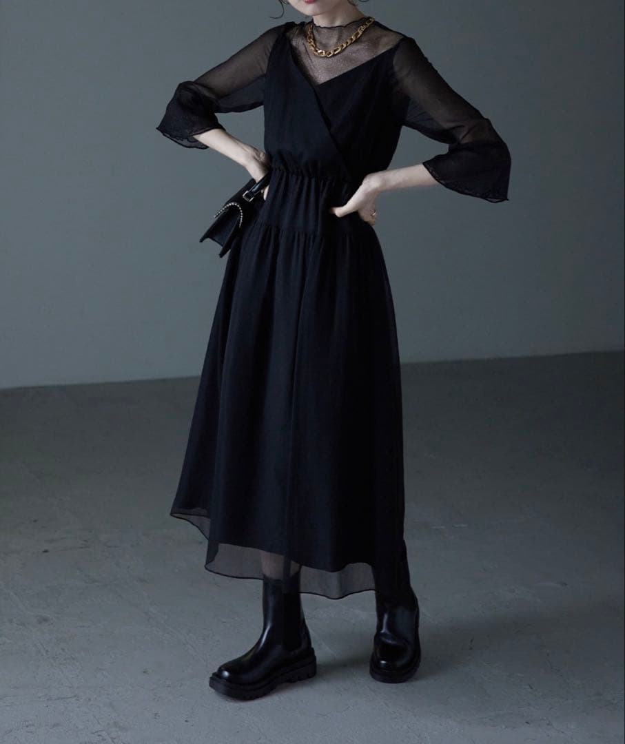 etoll. ラメチュールシフォンドレス