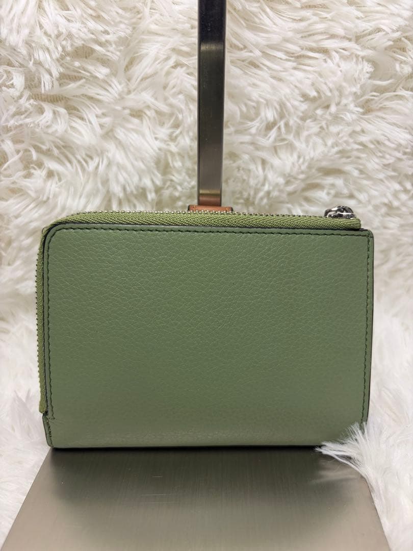 ✨美品✨ ロエベ　折り財布　コンパクトジップウォレット　アナグラム　グリーン
