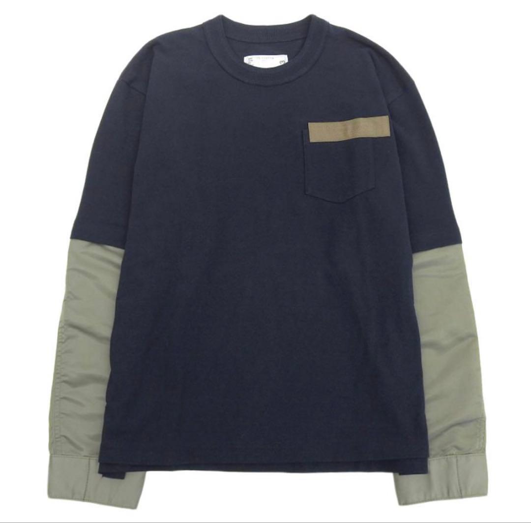 トップス sacai Nylon Twill Mix L/S T-Shirt