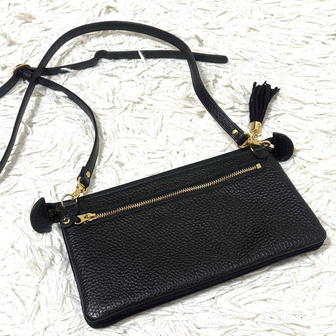 アタオ オフィスブーブー ブラック ショルダー ゴールド金具 ポシェット お財布