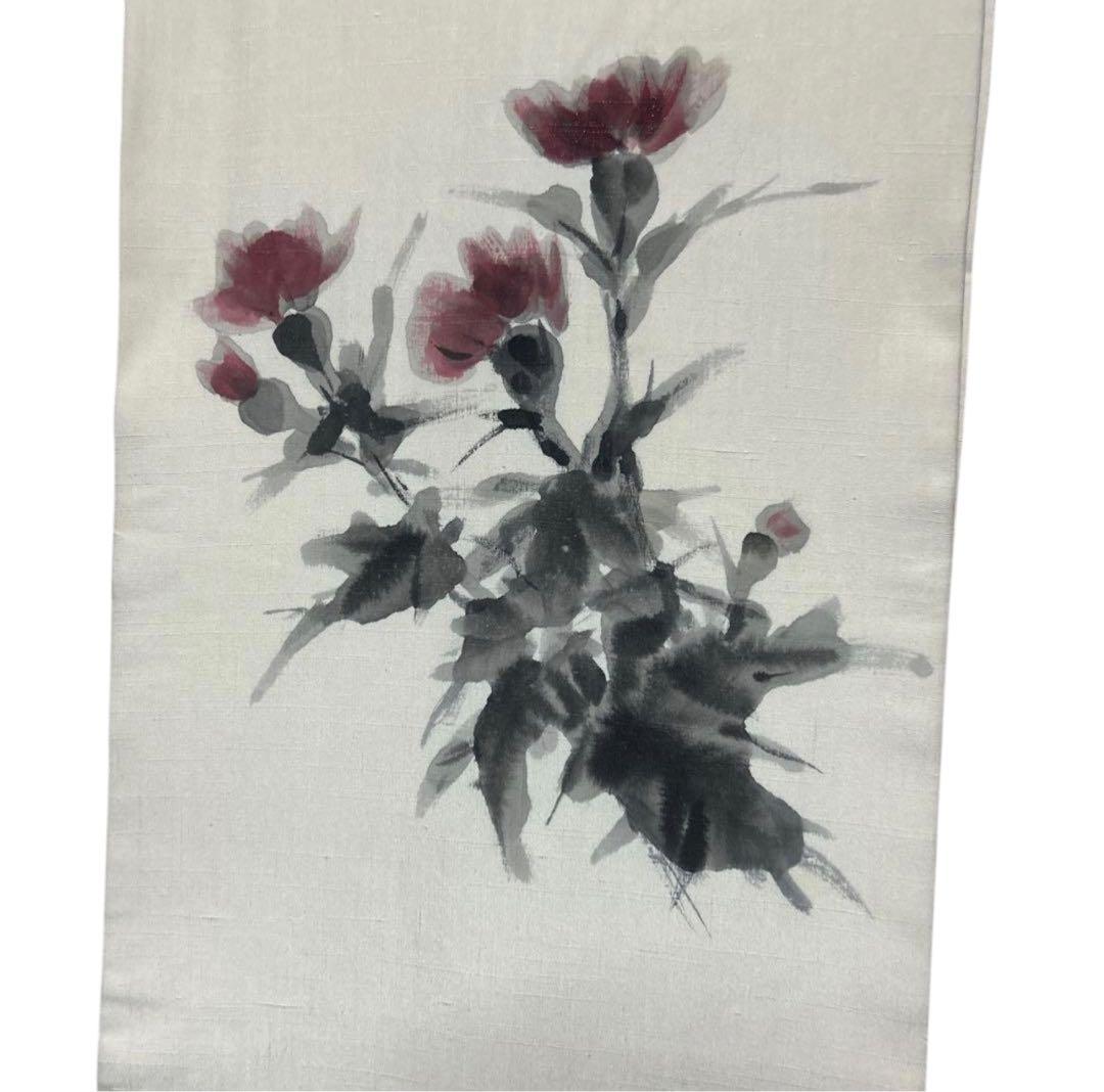 未使用近い　単衣　生紬　小紋　フルセット　4点　作家帯付き　161/67.5