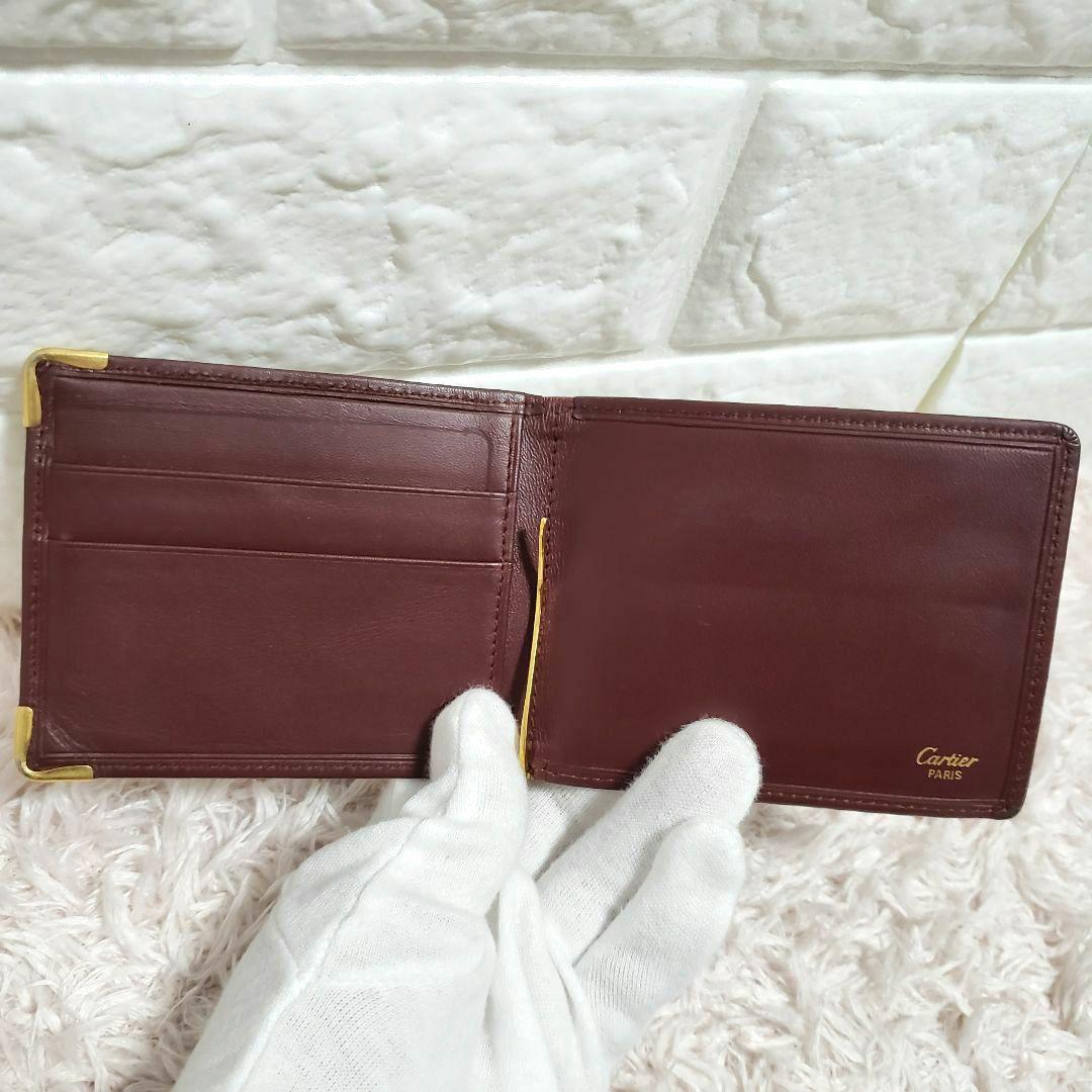 Cartier マネークリップ 二つ折りカードケース マストライン ボルドー