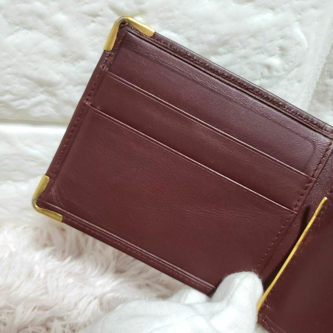 Cartier マネークリップ 二つ折りカードケース マストライン ボルドー