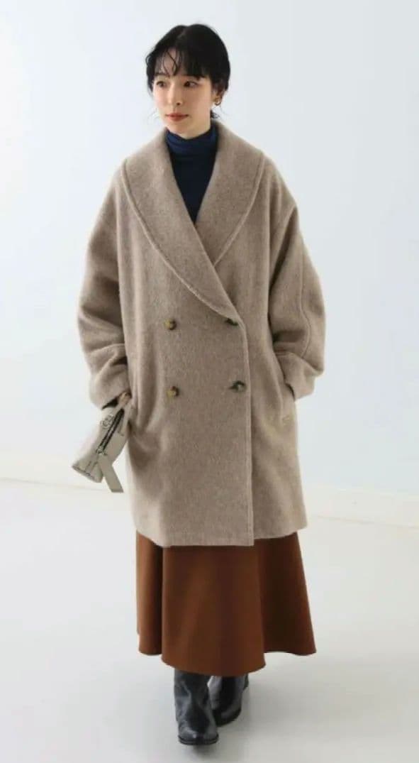 【Demi-Luxe BEAMS】サイズ36 シャギー ショールカラー コート