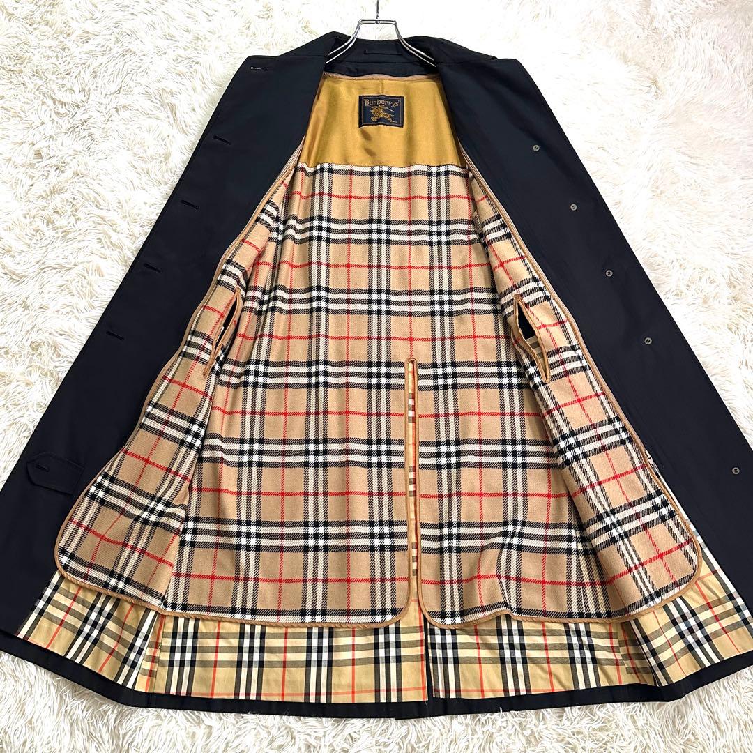 未使用級✨バーバリー ステンカラーコート ノバチェック ライナー付き 黒 9AR