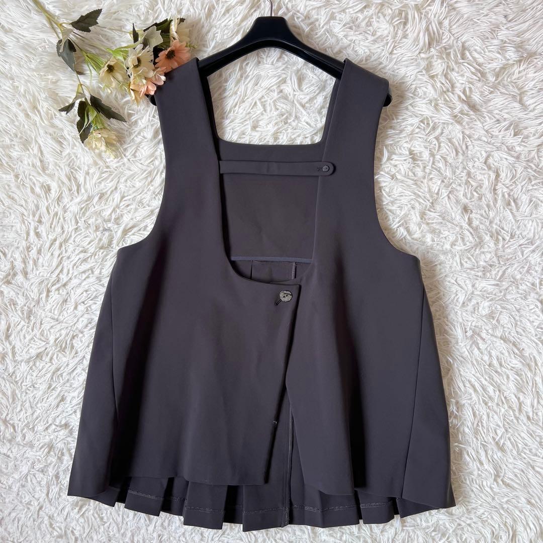 ENFOLD エンフォルド PLEATS TWO-WAY VEST グレー