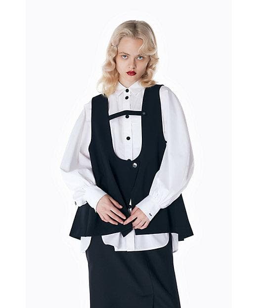 ENFOLD エンフォルド PLEATS TWO-WAY VEST グレー