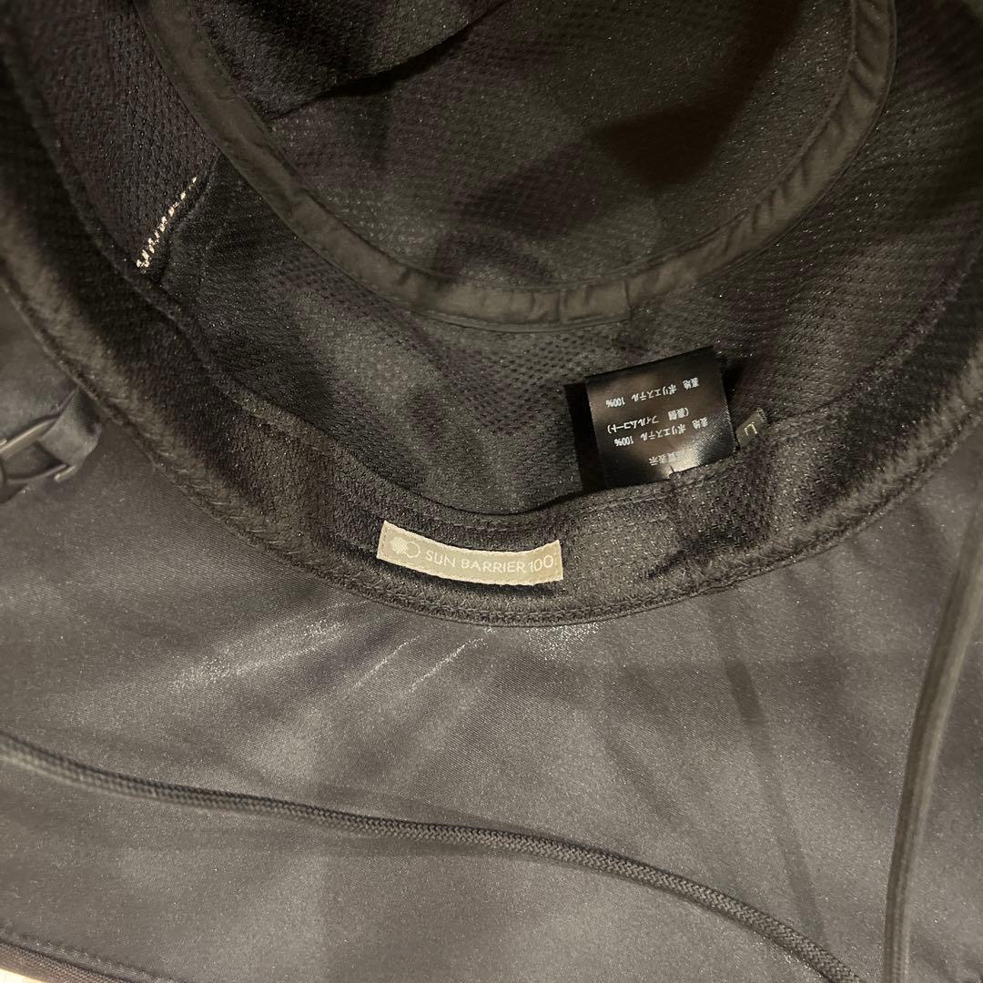 サンバリア100 ウィンドハット　ブラック　Lサイズ　紐付き