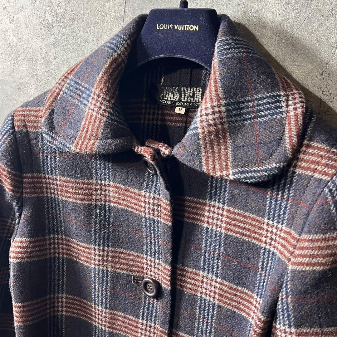 MISS DIOR（ミスディオール）の上質なチェック柄ウールコート　9号