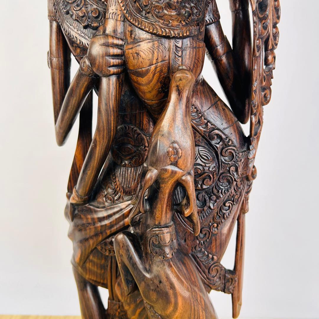 バリ島 木彫り 女性像 2人 高さ80cm 彫刻 黒檀 アンティーク 置物