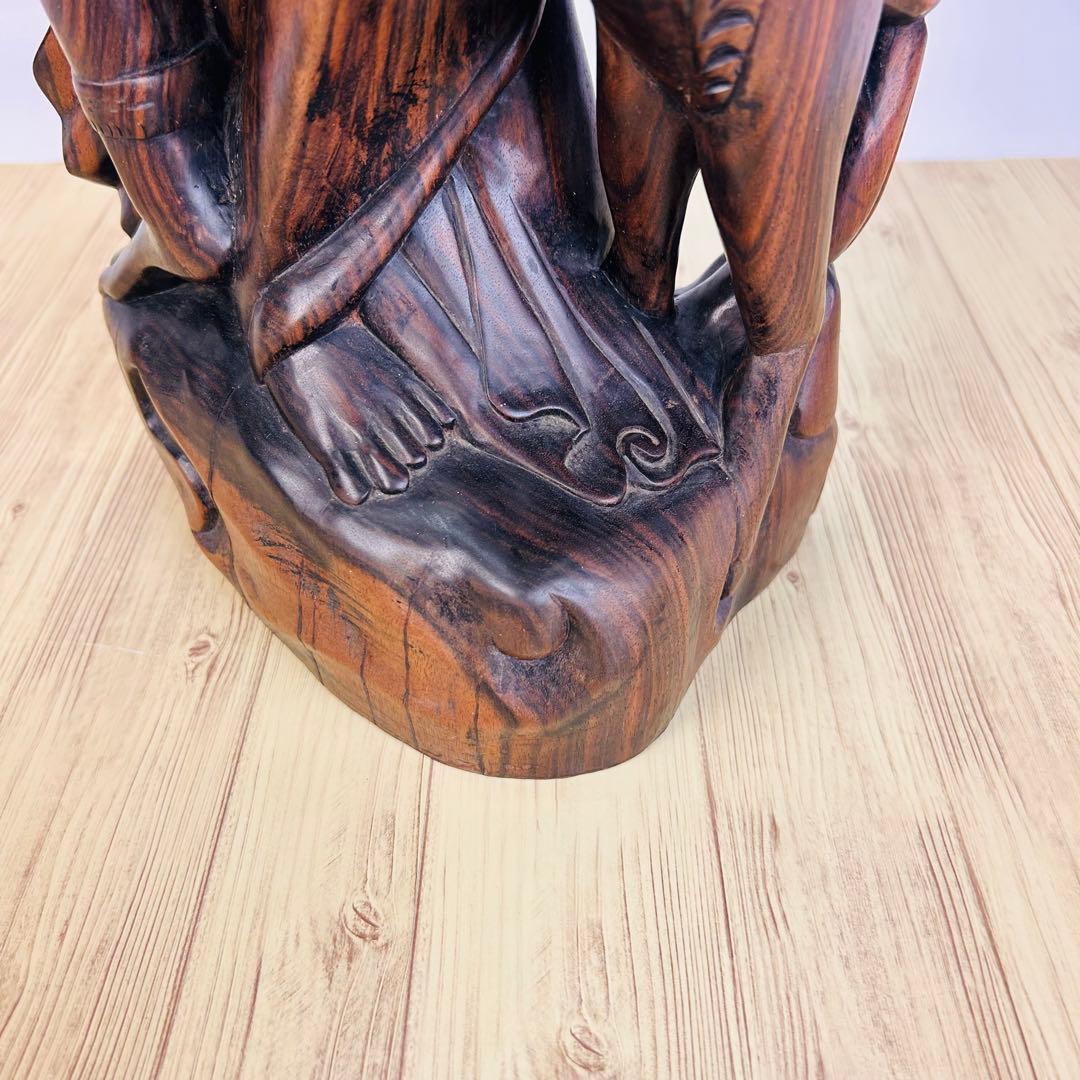 バリ島 木彫り 女性像 2人 高さ80cm 彫刻 黒檀 アンティーク 置物