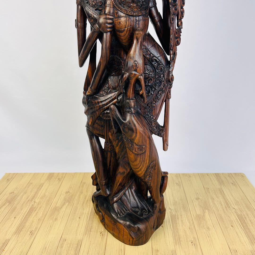 バリ島 木彫り 女性像 2人 高さ80cm 彫刻 黒檀 アンティーク 置物