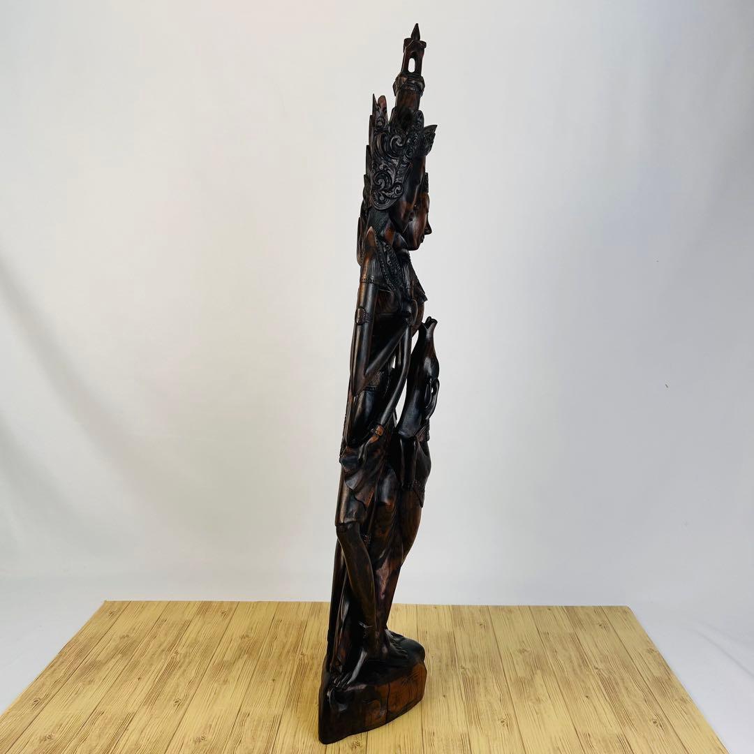 バリ島 木彫り 女性像 2人 高さ80cm 彫刻 黒檀 アンティーク 置物