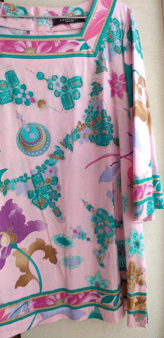 LEONARD フラワープリント 五分袖チュニック