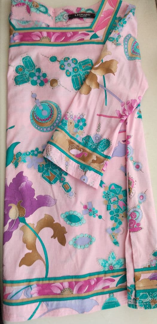 LEONARD フラワープリント 五分袖チュニック