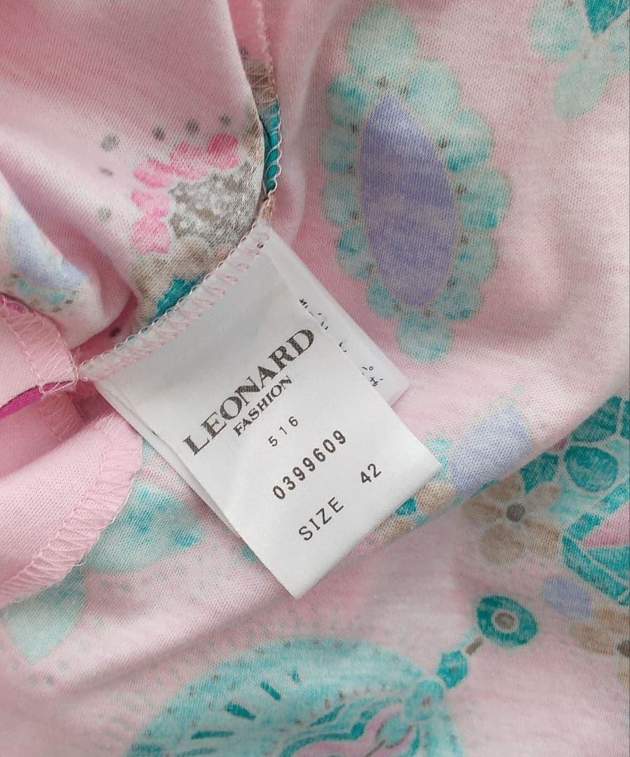 LEONARD フラワープリント 五分袖チュニック