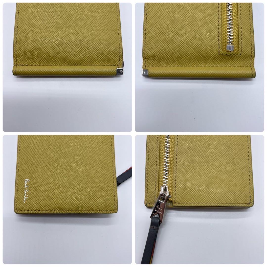 現行 ポールスミス ブライトストライププラー マネークリップ イエロー系 ロゴ