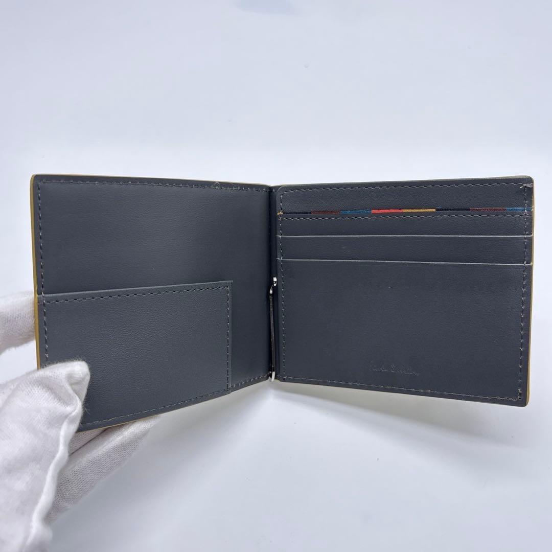 現行 ポールスミス ブライトストライププラー マネークリップ イエロー系 ロゴ