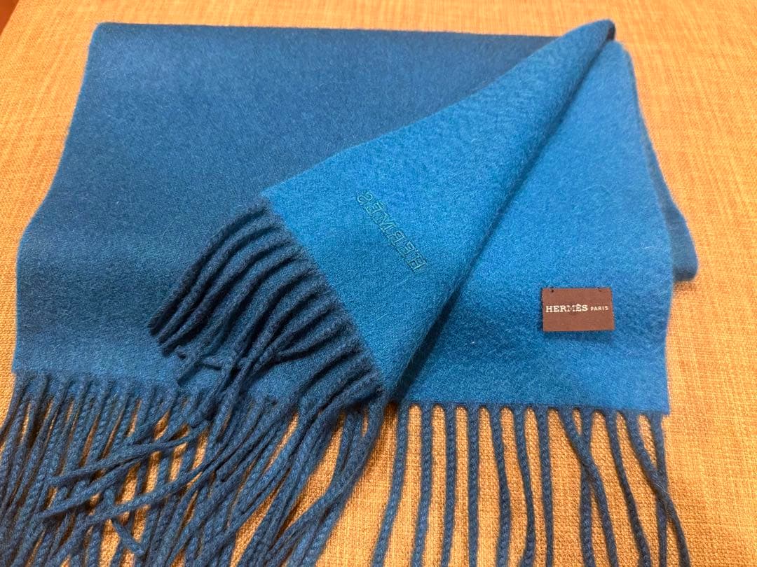 12/23迄★エルメス【カシミヤ】ダブルフェイスマフラー新品フリッソン加工