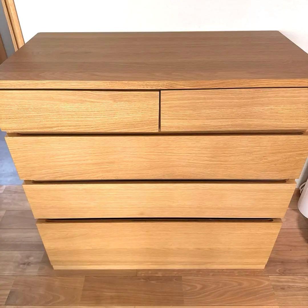 無印良品　木製チェスト４段　オーク材突板