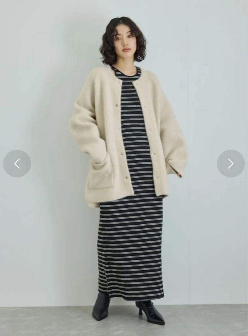 2024AW アダムエロペ ダブルフェイスニットミドル丈ブルゾン