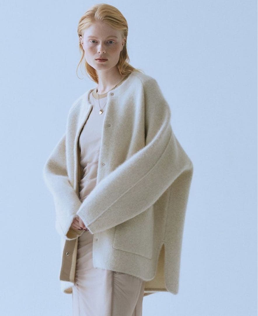 2024AW アダムエロペ ダブルフェイスニットミドル丈ブルゾン