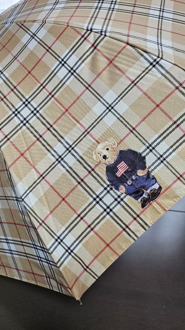 新品ポロラルフローレン☆ポロベア晴雨兼用チェック柄長傘