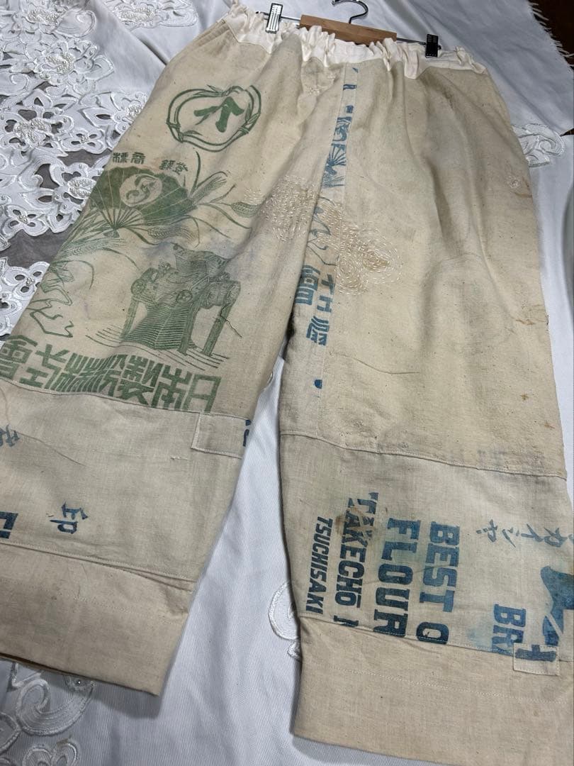 ジ*ョ様 古布リメイク粉袋リメイクゆったりパンツ