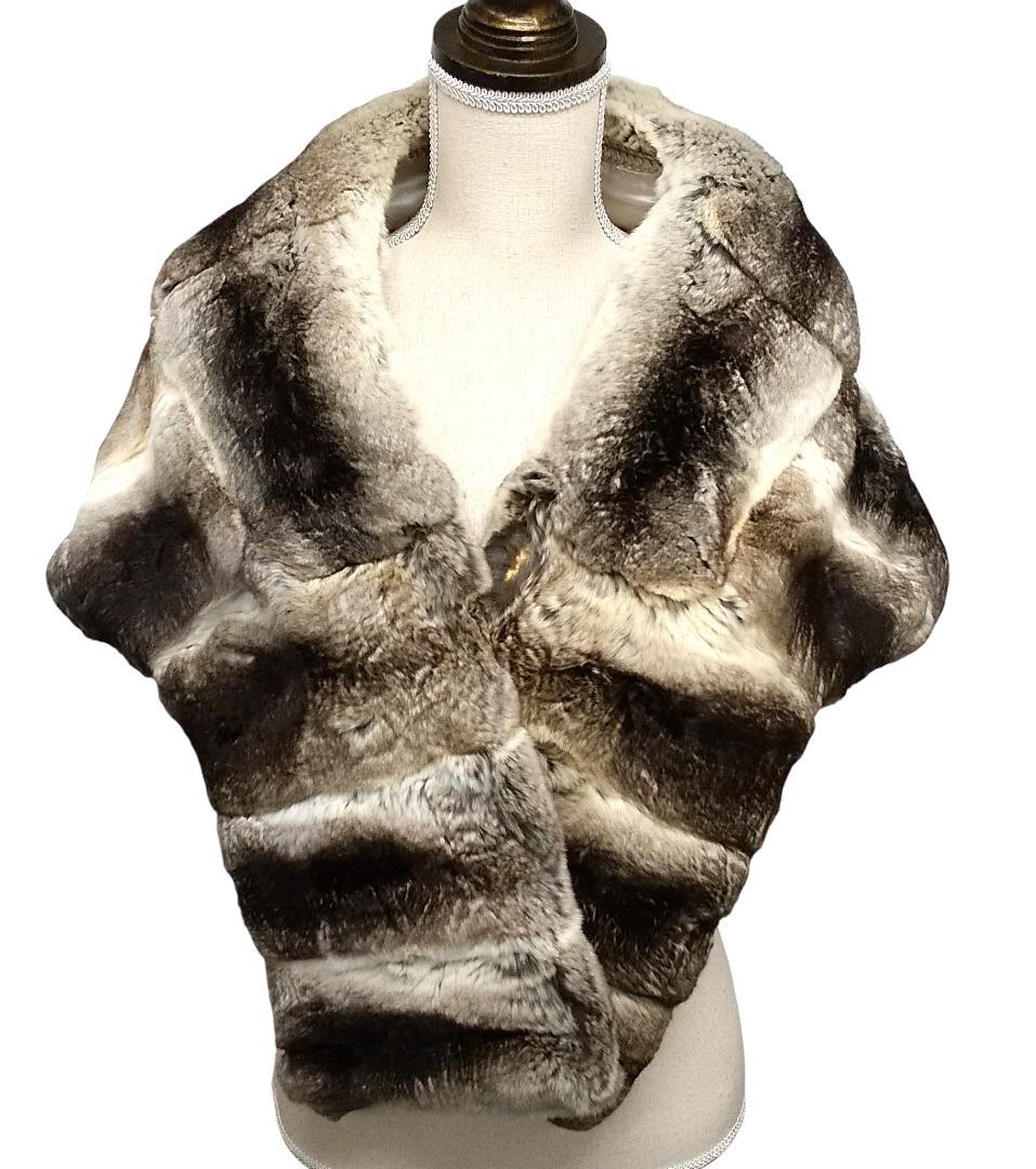 チンチラ　毛皮　大判ショール　　ファーストール　ふわふわ