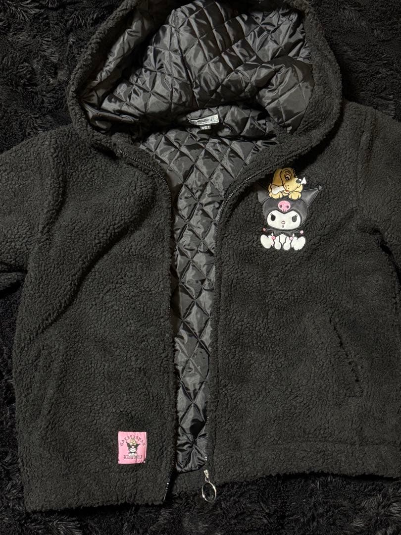 限定新作・クロミ × ガルフィー モコモコボア 耳頭巾パーカー L ブラック