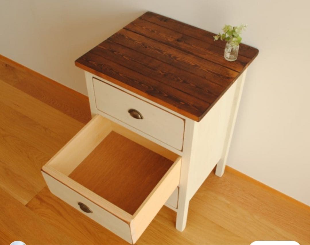 値下【アンティーク】ウッドチェスト（ホワイト）収納バツグン！組み立て不用★手作り