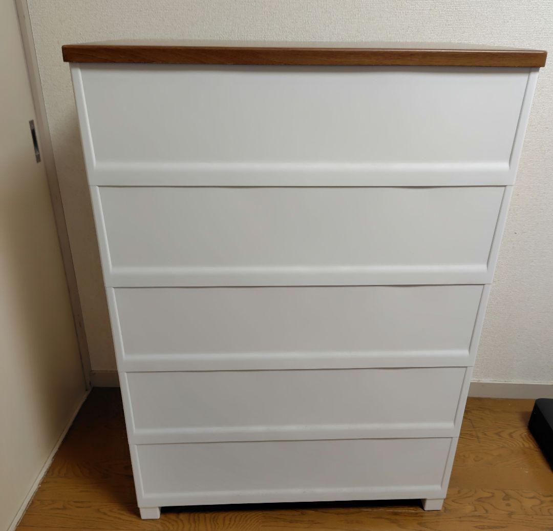 まなみ　　ホワイト 5段チェスト　fits 天馬