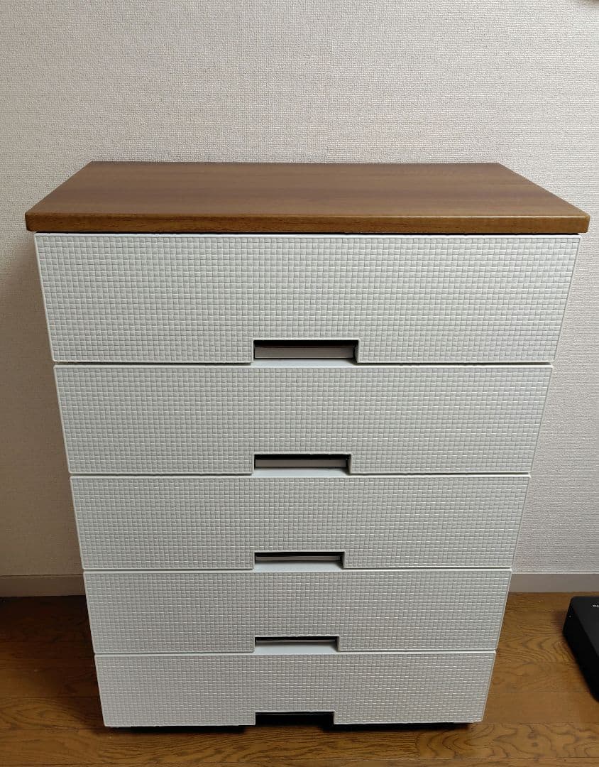 まなみ　　ホワイト 5段チェスト　fits 天馬