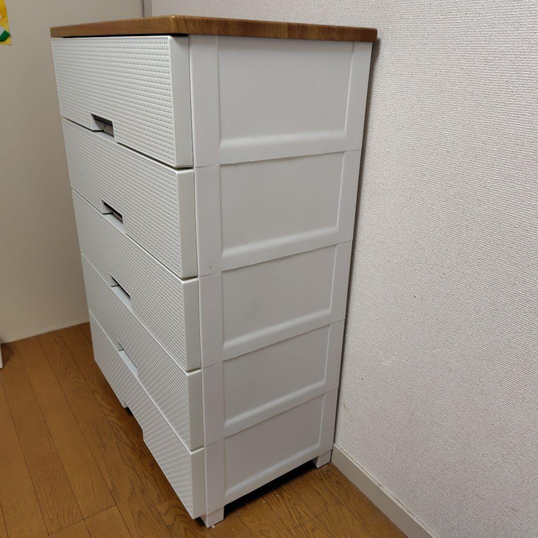 まなみ　　ホワイト 5段チェスト　fits 天馬