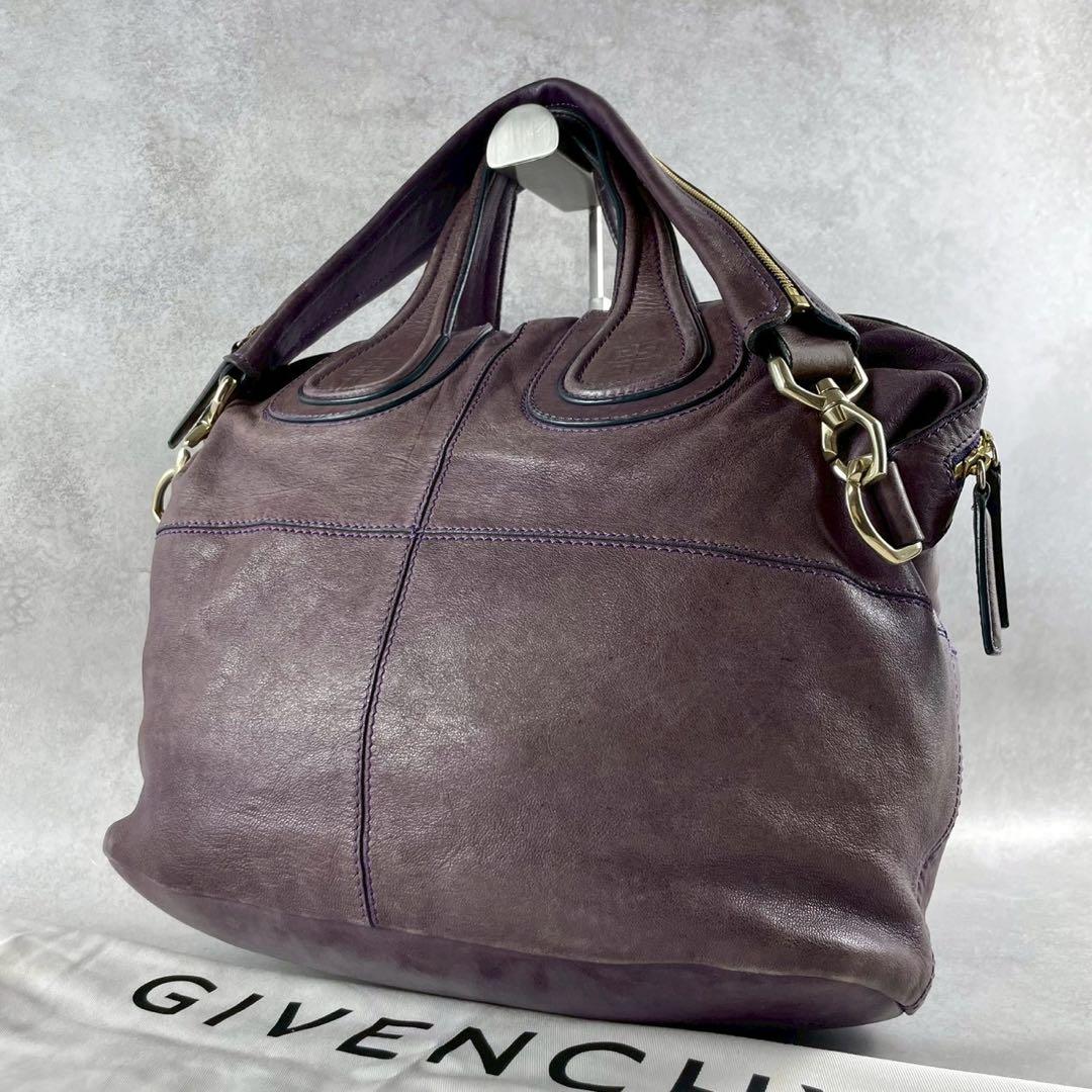 GIVENCHY ナイチンゲール 2way ジバンシー ボストンバッグ 濃紫