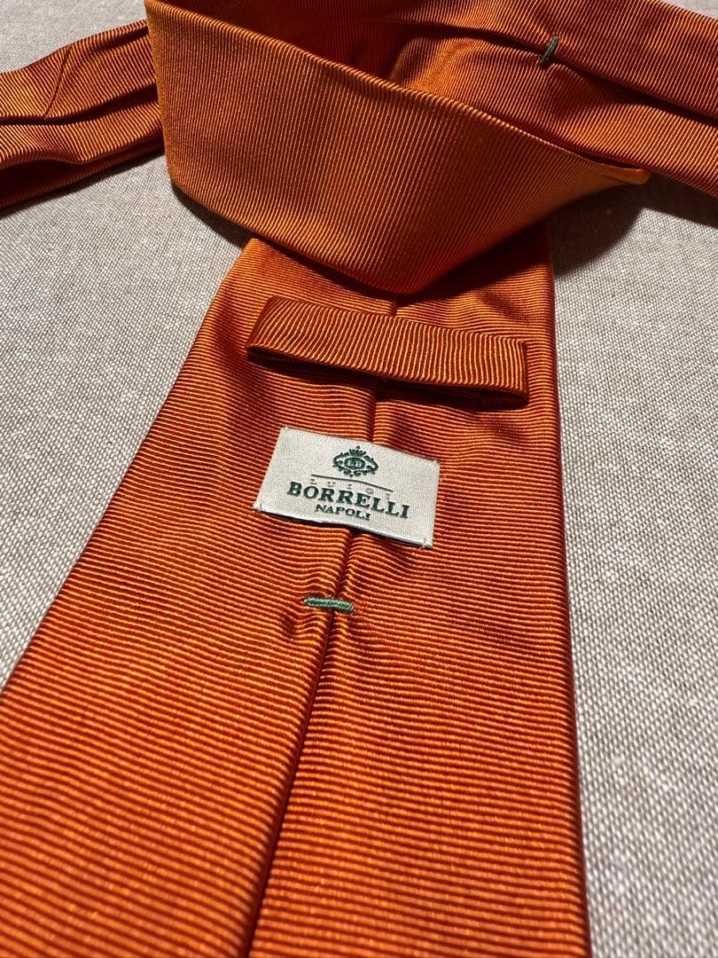 LUIGI BORRELLI／ルイジボレッリ／シルクソリッドタイ／オレンジ