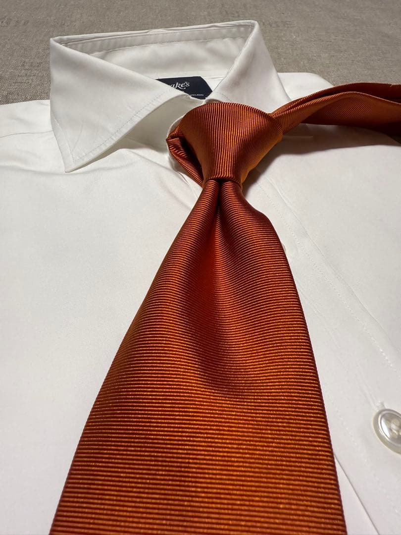 LUIGI BORRELLI／ルイジボレッリ／シルクソリッドタイ／オレンジ