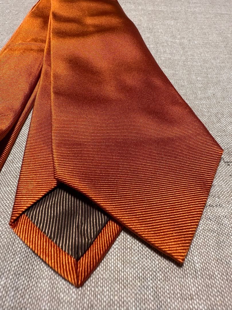 LUIGI BORRELLI／ルイジボレッリ／シルクソリッドタイ／オレンジ