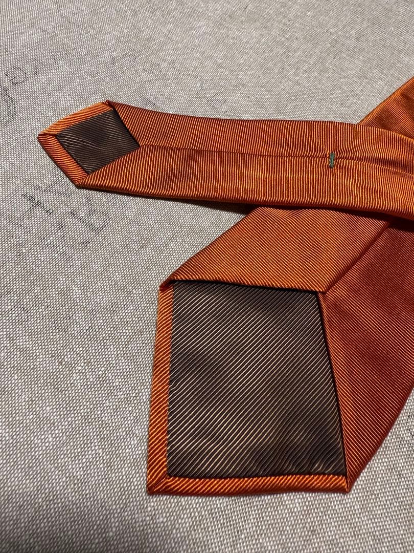 LUIGI BORRELLI／ルイジボレッリ／シルクソリッドタイ／オレンジ