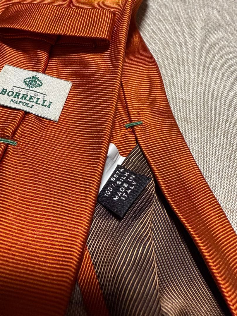 LUIGI BORRELLI／ルイジボレッリ／シルクソリッドタイ／オレンジ