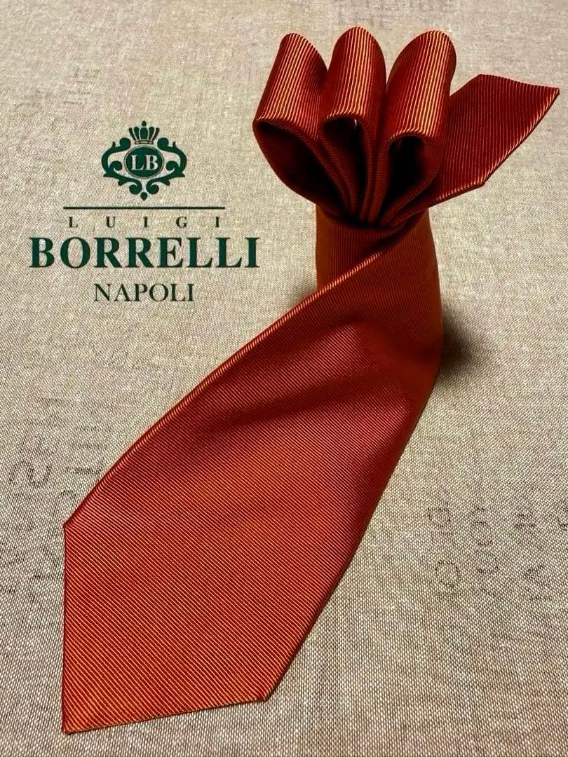 LUIGI BORRELLI／ルイジボレッリ／シルクソリッドタイ／オレンジ