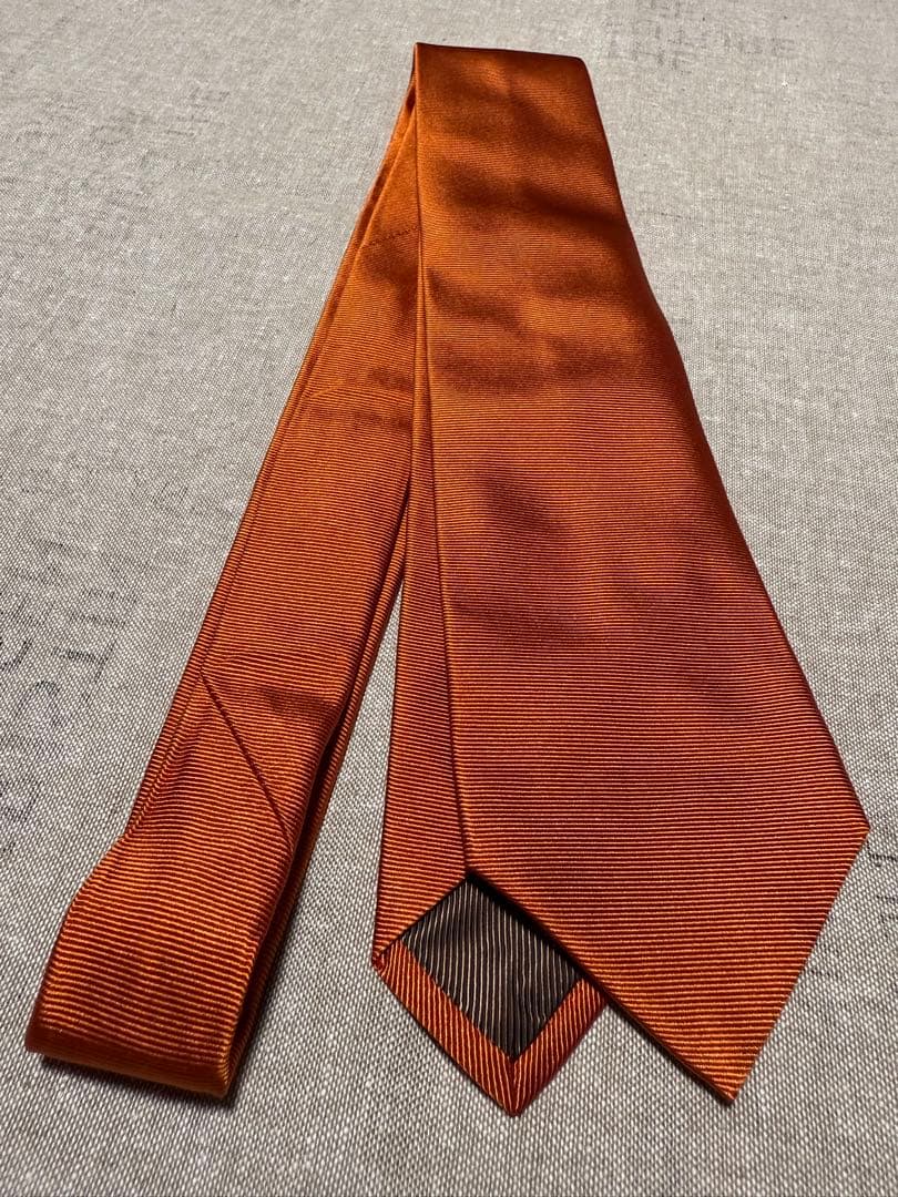 LUIGI BORRELLI／ルイジボレッリ／シルクソリッドタイ／オレンジ